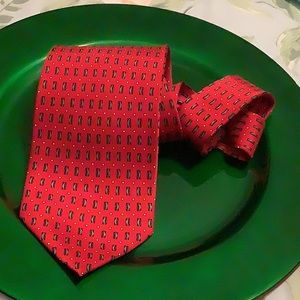 Alexander Julian silk 100% neck tie  red gray black Small designs. Great…